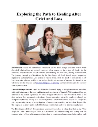 Exploring the Path to Healing After Grief and Loss