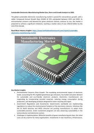 Sustainable Electronics Manufacturing Market Size, and Growth Analysis to 2030