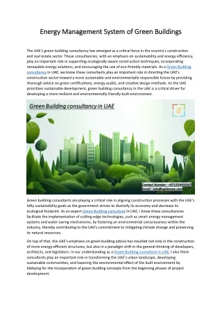 Energy Management System of Green Buildings