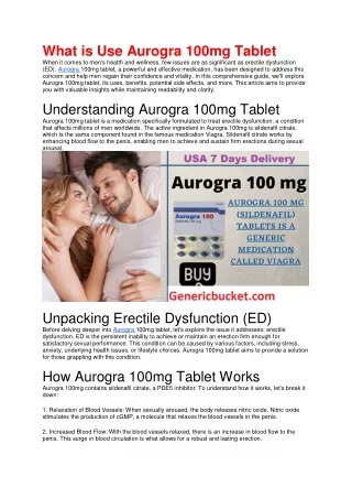 What is Use Aurogra 100mg Tablet