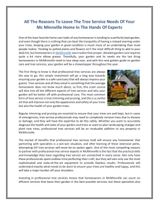 All The Reasons To Leave The Tree Service Needs Of Your     Mc Minnville Home In The Hands Of Experts