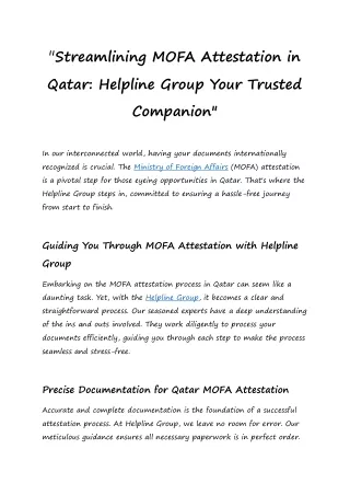 Streamlining MOFA Attestation in Qatar