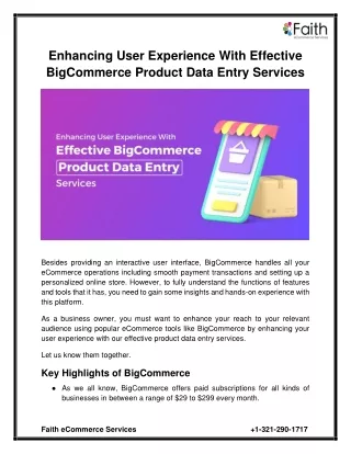 Enhancing User Experience with Effective Bigcommerce Product Data Entry Services