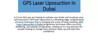 GPS Laser Liposuction In Dubai