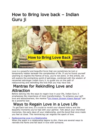 How to Bring love back – Indian Guru ji