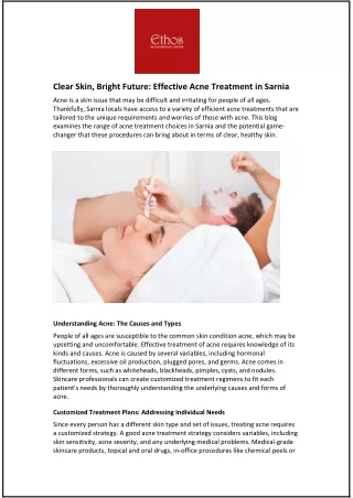 Clear Skin, Bright Future: Effective Acne Treatment in Sarnia