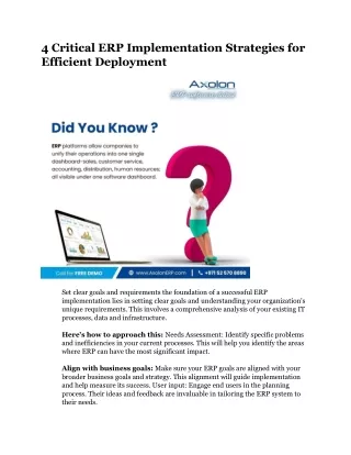 4 Critical ERP Implementation Strategies for Efficient Deployment