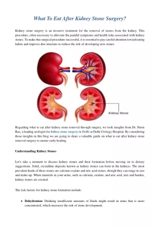 What To Eat After Kidney Stone Surgery?