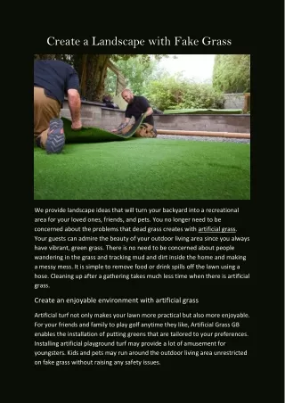 Create a Landscape with Fake Grass