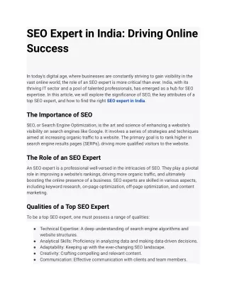 SEO Expert in India_ Driving Online Success