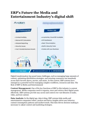 ERP's Future the Media and Entertainment Industry's digital shift