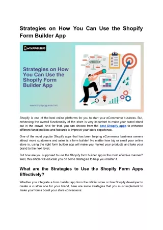 Strategies on How You Can Use the Shopify Form Builder App