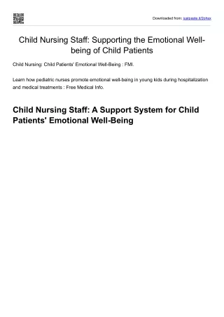 Child Nursing Staff Supporting the Emotional Well-