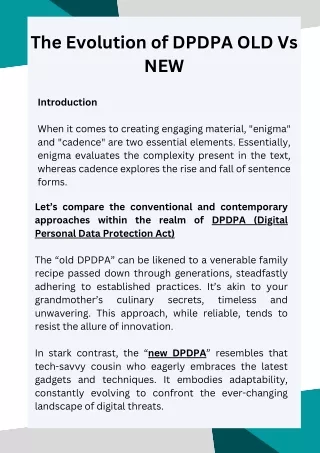 The Evolution of DPDPA OLD VS NEW