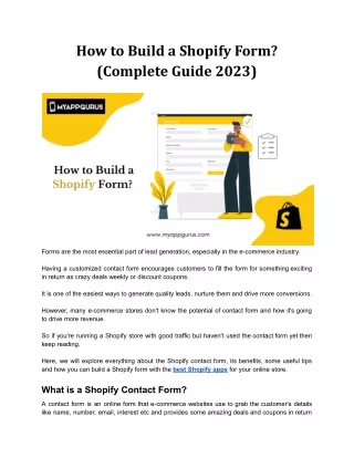 How to Build a Shopify Form (Complete Guide 2023)