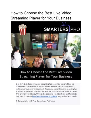 How to Choose the Best Live Video Streaming Player for Your Business