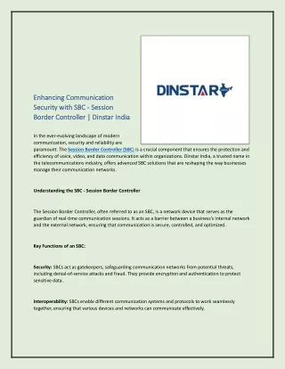 SBC  | Session Border Controller | Dinstarindia