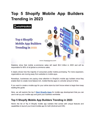 Top 5 Shopify Mobile App Builders Trending in 2023