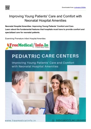 Neonatal Hospital Amenities Improving Young Patients' Comfort and Care