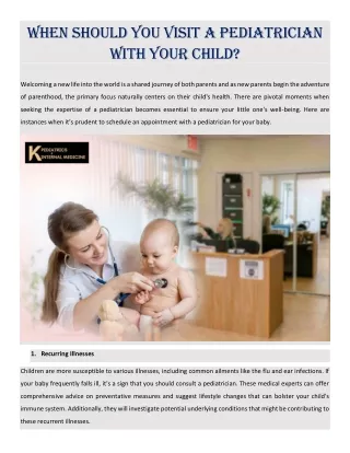 When Should You Visit a Pediatrician with Your Child?