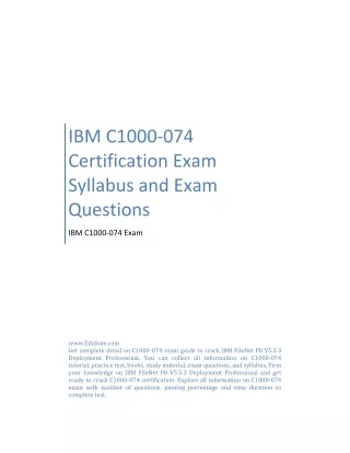 IBM C1000-074 Certification Exam Syllabus and Exam Questions