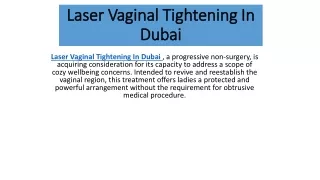 Laser Vaginal Tightening In Dubai