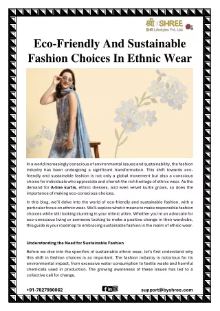 Eco-Friendly And Sustainable Fashion Choices In Ethnic Wear