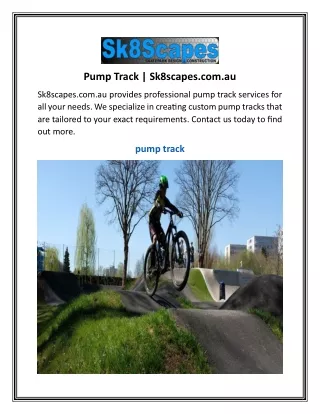 Pump Track  Sk8scapes