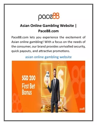 Asian Online Gambling Website