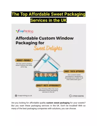 Top Affordable Sweet Packaging Services in the UK