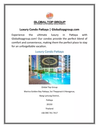 Luxury Condo Pattaya  Globaltopgroup