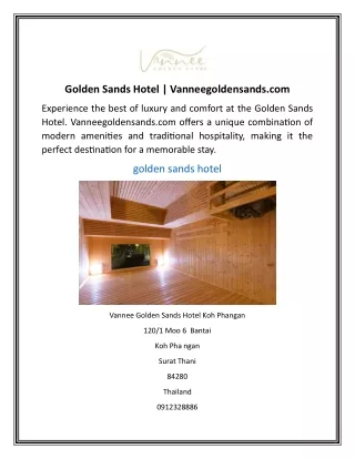 Golden Sands Hotel  Vanneegoldensands.com