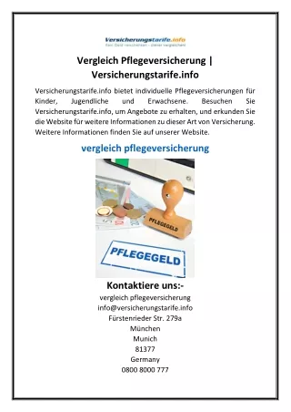 Vergleich Pflegeversicherung  Versicherungstarife.info