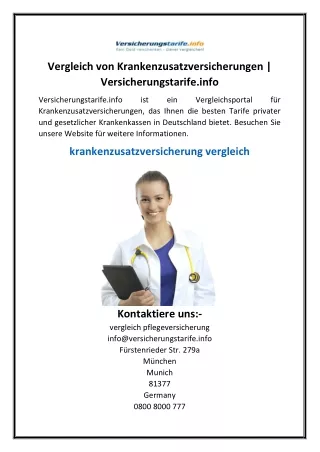 Vergleich von Krankenzusatzversicherungen  Versicherungstarife.info