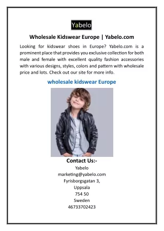 Wholesale Kidswear Europe  Yabelo.com