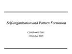 Self-organization and Pattern Formation