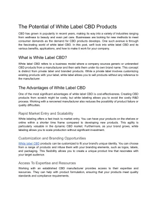 The Potential of White Label CBD Products