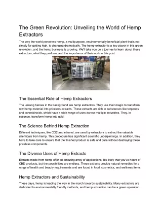 The Green Revolution_ Unveiling the World of Hemp Extractors