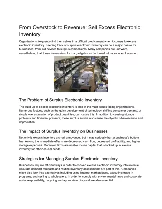 From Overstock to Revenue_ Selling Excess Electronic Inventory