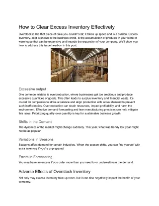 How to Clear Excess Inventory Effectively