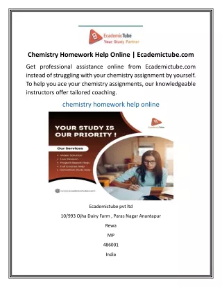 Chemistry Homework Help Online  Ecademictube.com
