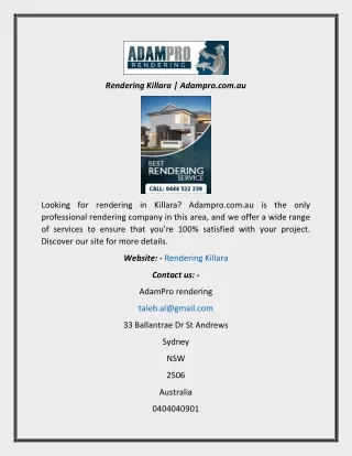 Rendering Killara  Adampro.com.au