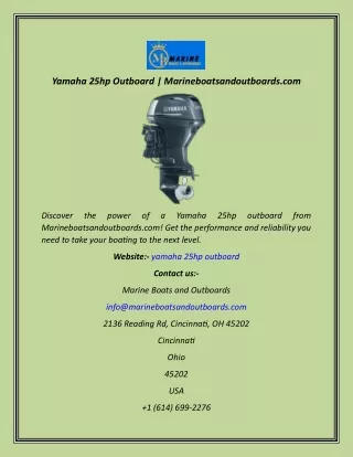 Yamaha 25hp Outboard  Marineboatsandoutboards