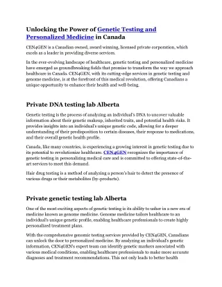Private DNA testing lab Alberta