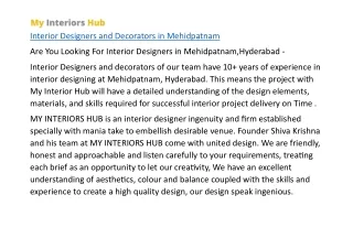 Interior Designers and Decorators in Mehidpatnam
