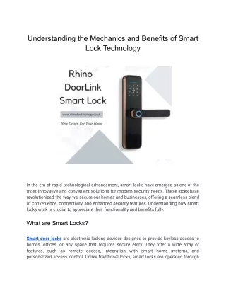 Understanding the Mechanics and Benefits of Smart Lock Technology