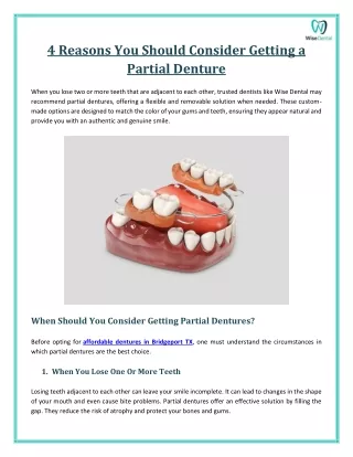 4 Scenarios in Which Partial Dentures Are the Best Choice