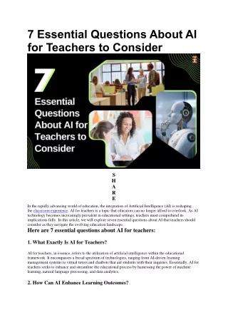 7 Essential Questions About AI For Teachers | Future Education Magazine