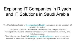 Exploring IT Companies in Riyadh and IT Solutions in Saudi Arabia