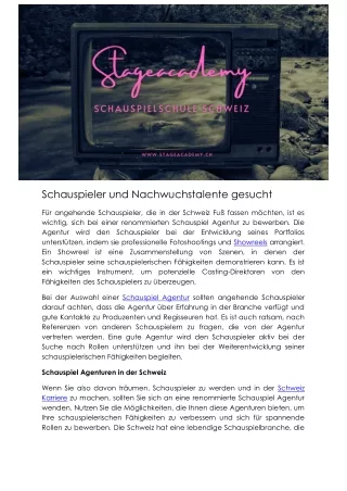 Schauspieler und Nachwuchstalente gesucht